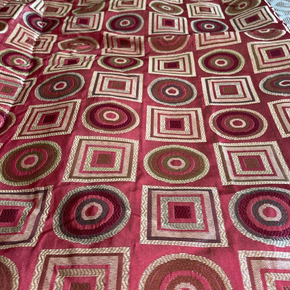 2 Pier 1 Imports Curtain Panels Maroon Red Gold Geometric Lined 83"x53"